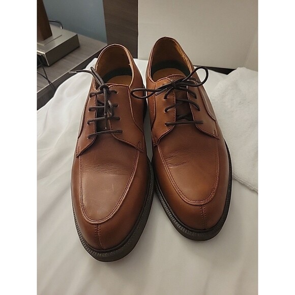 Barrington Mens 8 Shoes Brown Leather Split Toe Oxford Lace Up 8D Allen Edwards - Picture 10 of 16